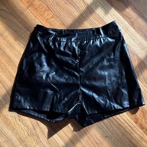 Black Faux Leather Women's Shorts